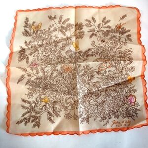 Vintage Jean O'Rly Paris France Butterfly Handkerchief